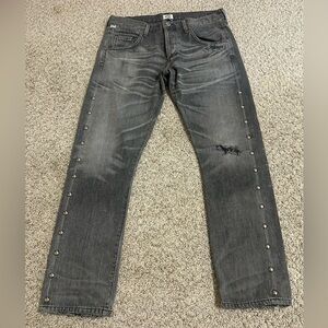 Citizens of Humanity Emerson Slim Boyfriend Jeans Gray Studded Cotton Women's 26